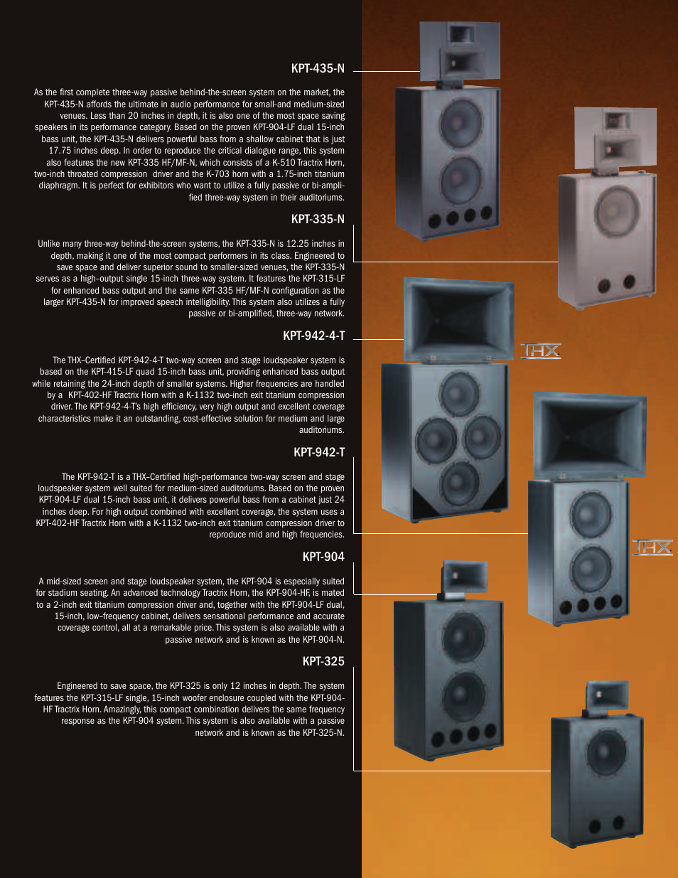 Kpt-435-n, Kpt-335-n, Kpt-942-4-t | Kpt-942-t, Kpt-904, Kpt-325 | Klipsch Professional Cinema Loudspeaker System User Manual | Page 5 / 12