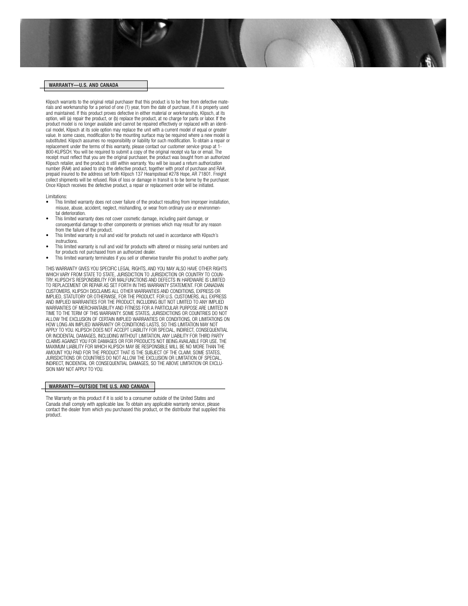 Klipsch AUDIO SYSTEM User Manual | Page 4 / 4