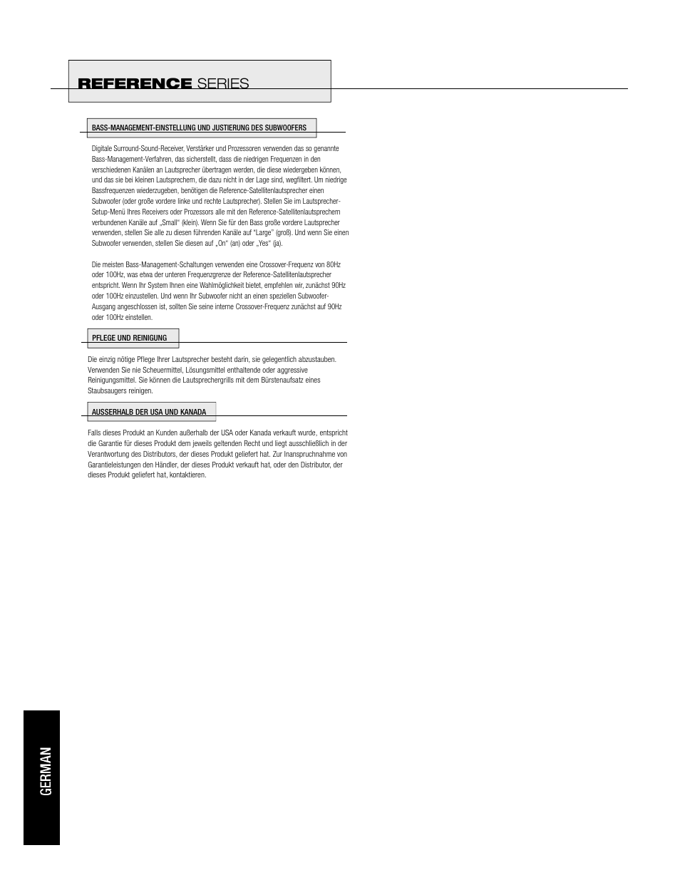 Reference series | Klipsch Reference Sattelite Speaker User Manual | Page 10 / 24