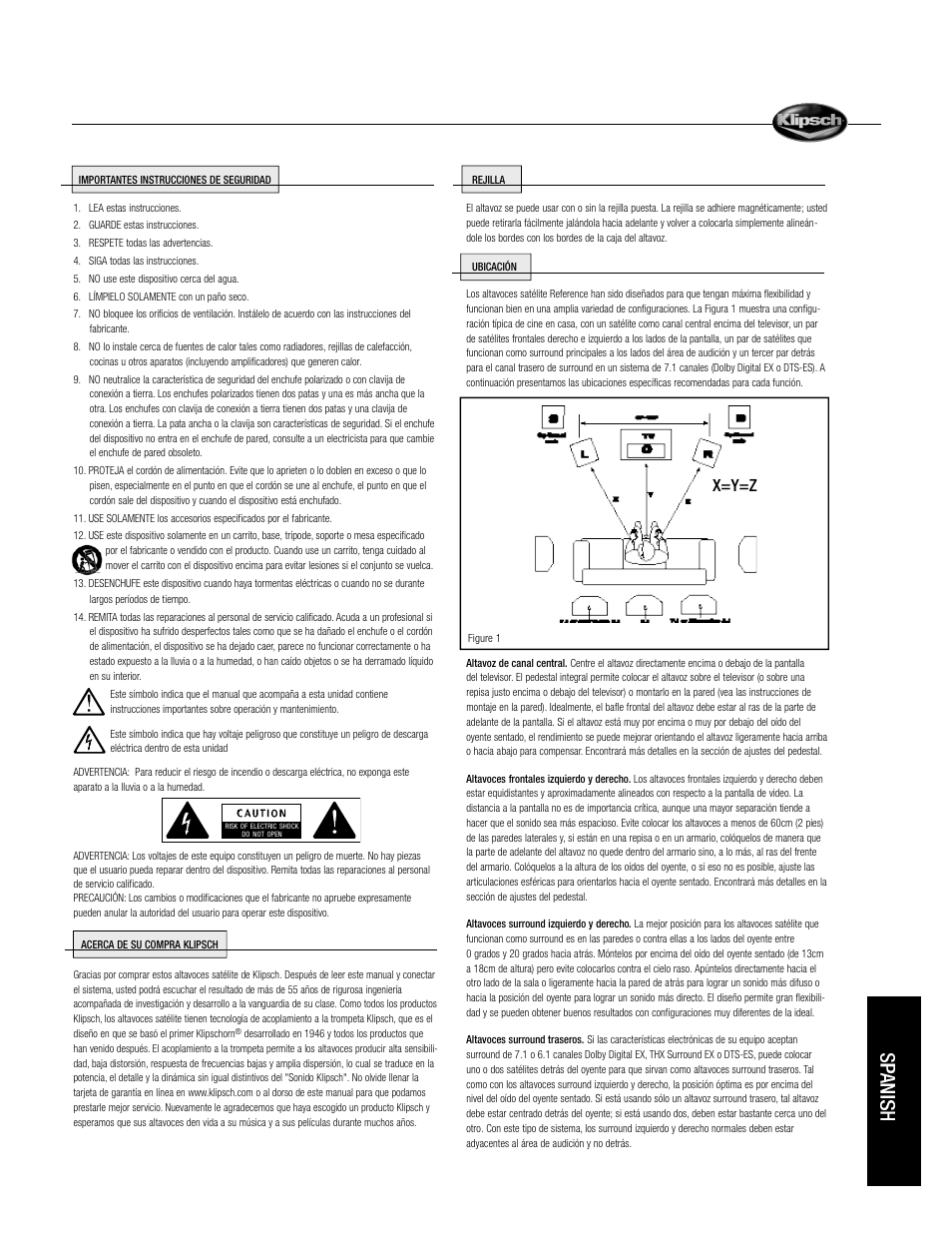 X=y=z | Klipsch Reference Sattelite Speaker User Manual | Page 17 / 24