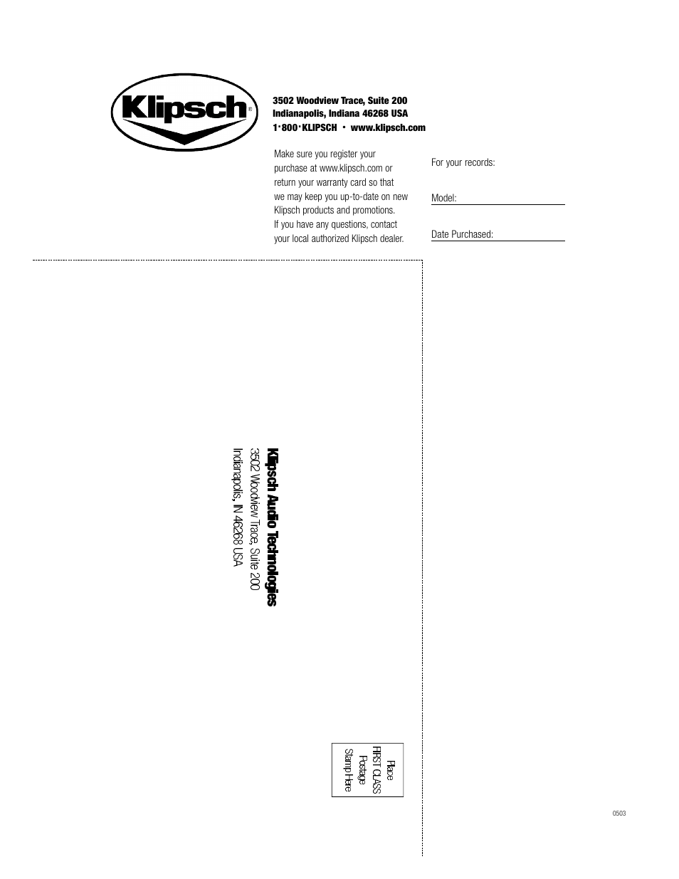Klipsch Reference Sattelite Speaker User Manual | Page 24 / 24