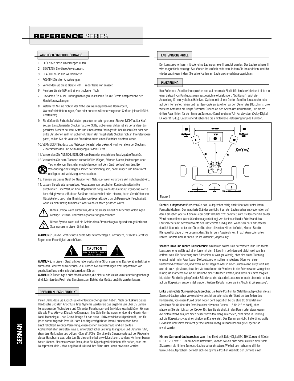 Reference series, X=y=z | Klipsch Reference Sattelite Speaker User Manual | Page 8 / 24