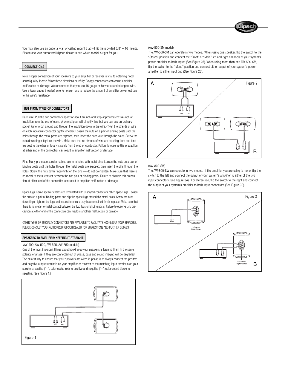 Ab a b | Klipsch AW 650 User Manual | Page 3 / 5