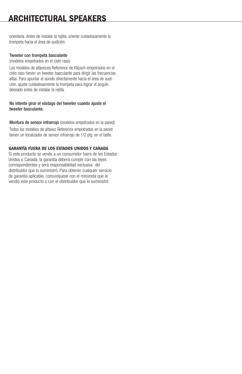 Architectural speakers | Klipsch ARCHITECTURAL SPEAKERS User Manual | Page 10 / 24