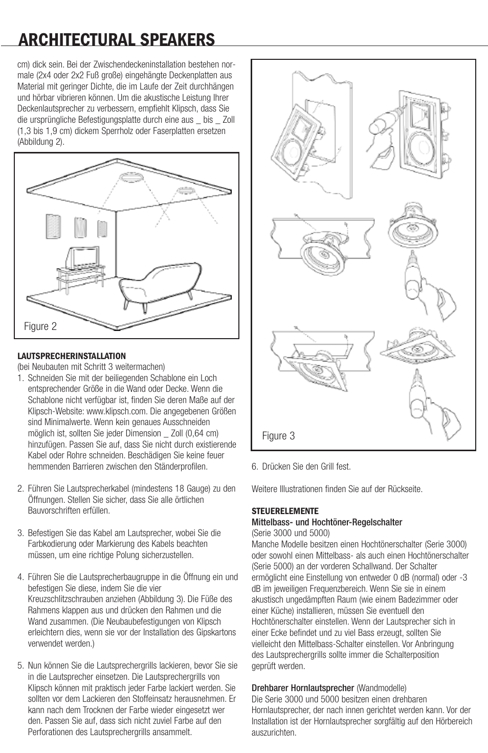 Architectural speakers | Klipsch ARCHITECTURAL SPEAKERS User Manual | Page 12 / 24