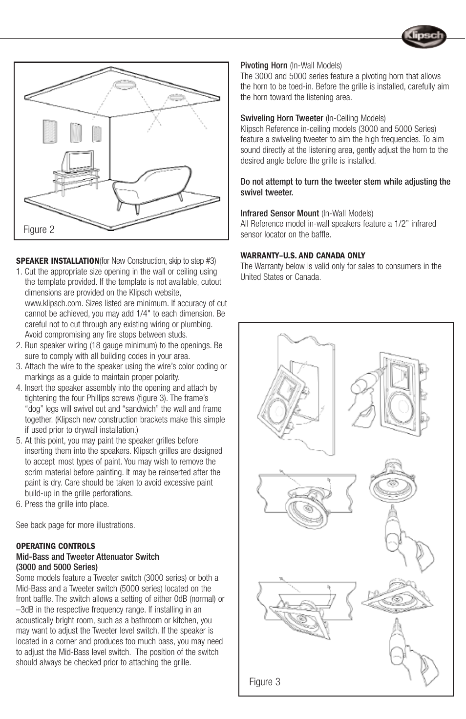 Klipsch ARCHITECTURAL SPEAKERS User Manual | Page 3 / 24