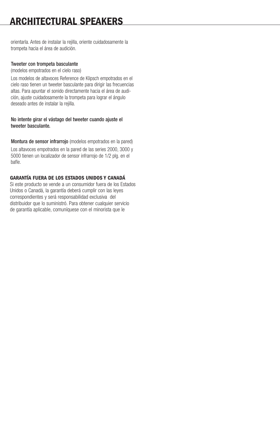 Architectural speakers | Klipsch ARCHITECTURAL SPEAKERS r2800com User Manual | Page 10 / 24
