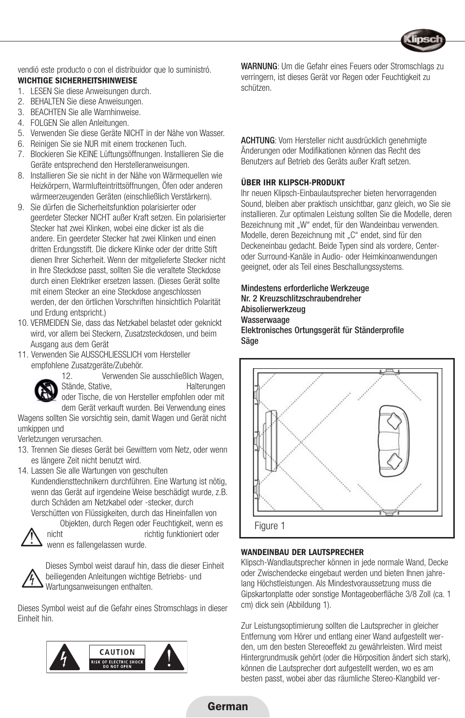 German | Klipsch ARCHITECTURAL SPEAKERS r2800com User Manual | Page 11 / 24