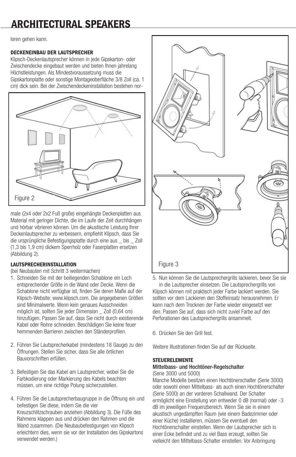 Architectural speakers | Klipsch ARCHITECTURAL SPEAKERS r2800com User Manual | Page 12 / 24