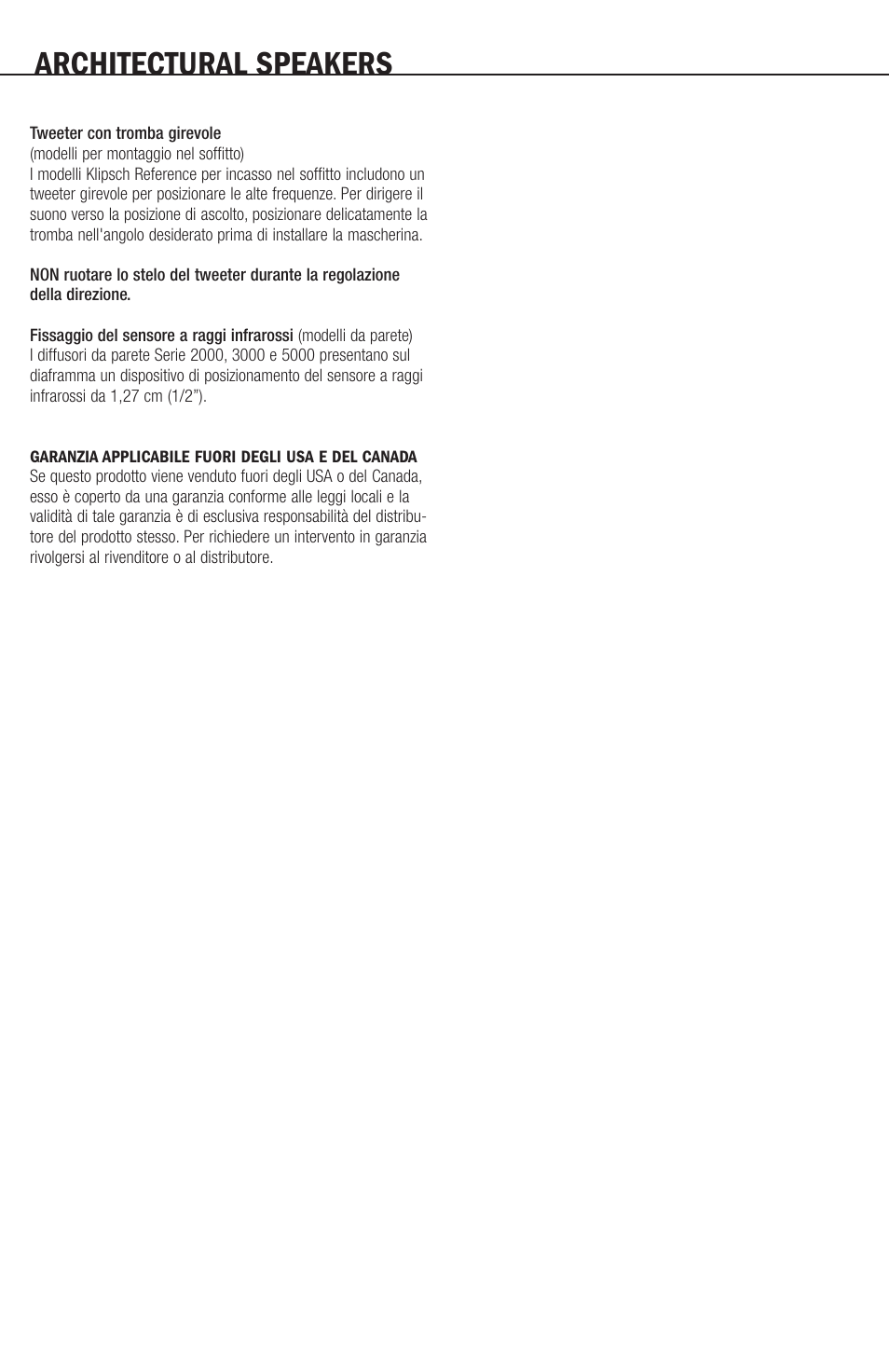 Architectural speakers | Klipsch ARCHITECTURAL SPEAKERS r2800com User Manual | Page 16 / 24