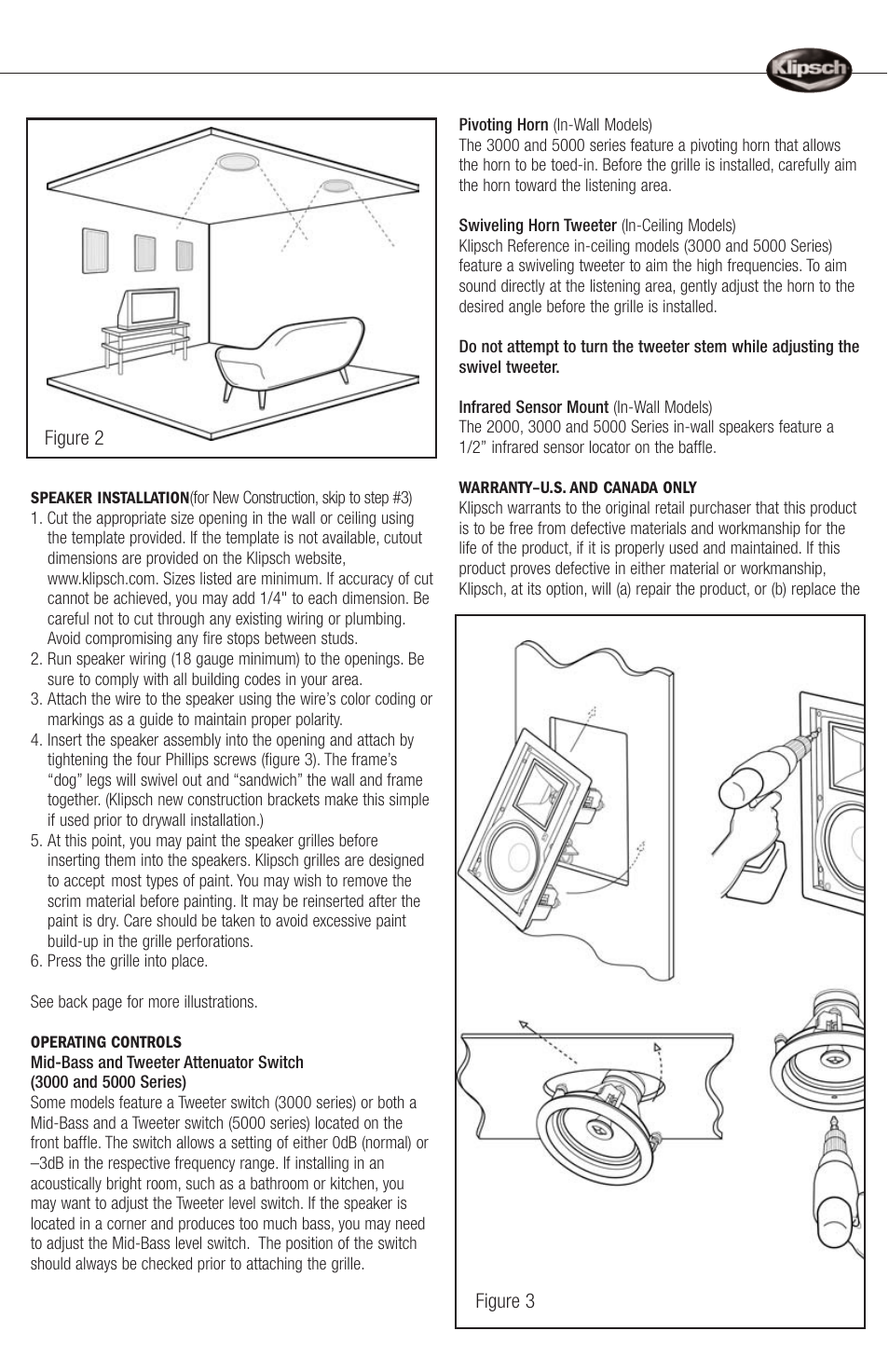 Klipsch ARCHITECTURAL SPEAKERS r2800com User Manual | Page 3 / 24