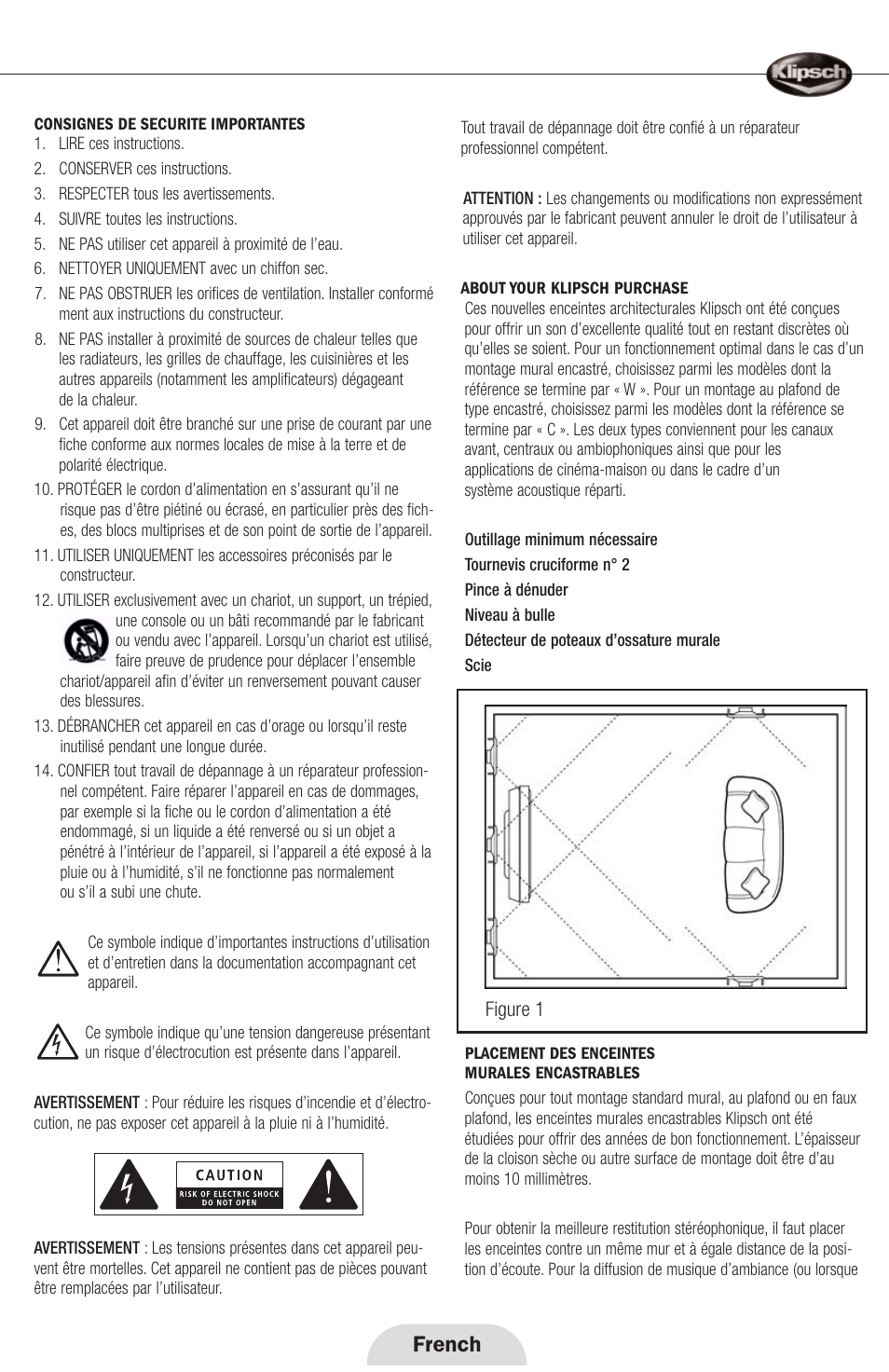 French | Klipsch ARCHITECTURAL SPEAKERS r2800com User Manual | Page 5 / 24