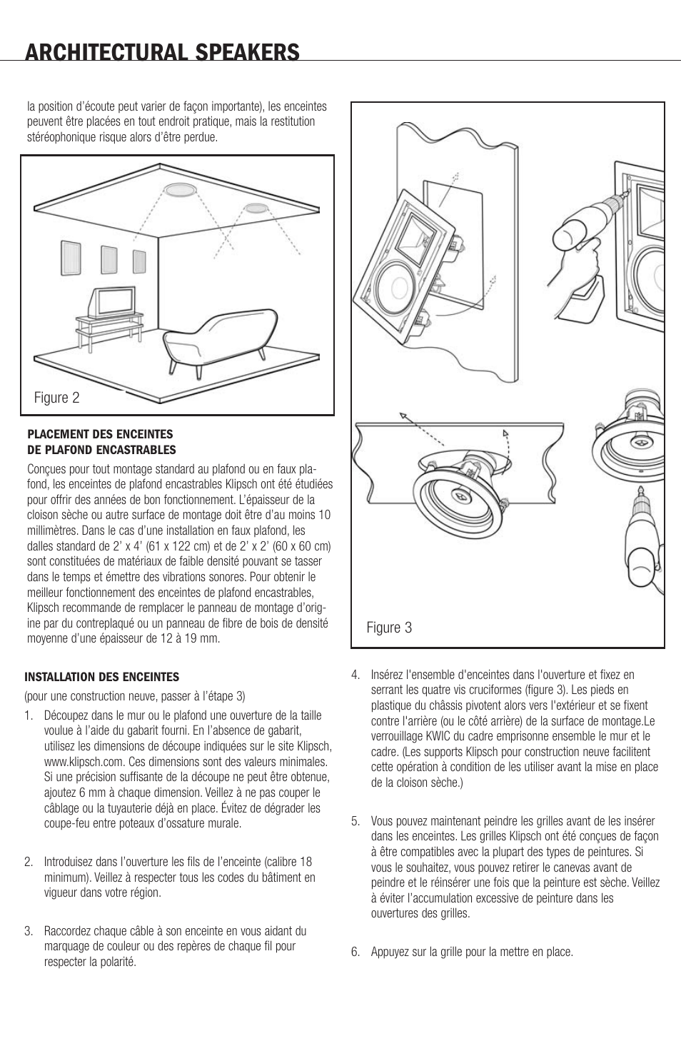 Architectural speakers | Klipsch ARCHITECTURAL SPEAKERS r2800com User Manual | Page 6 / 24