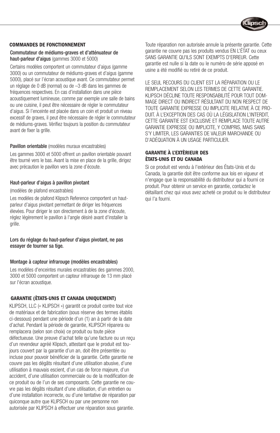 Klipsch ARCHITECTURAL SPEAKERS r2800com User Manual | Page 7 / 24
