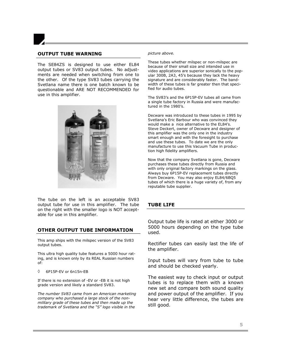 Klipsch SE84ZS User Manual | Page 5 / 11