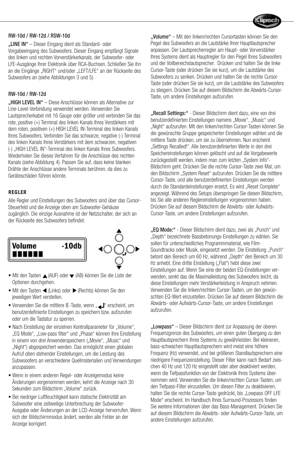 Klipsch 12d User Manual | Page 11 / 30