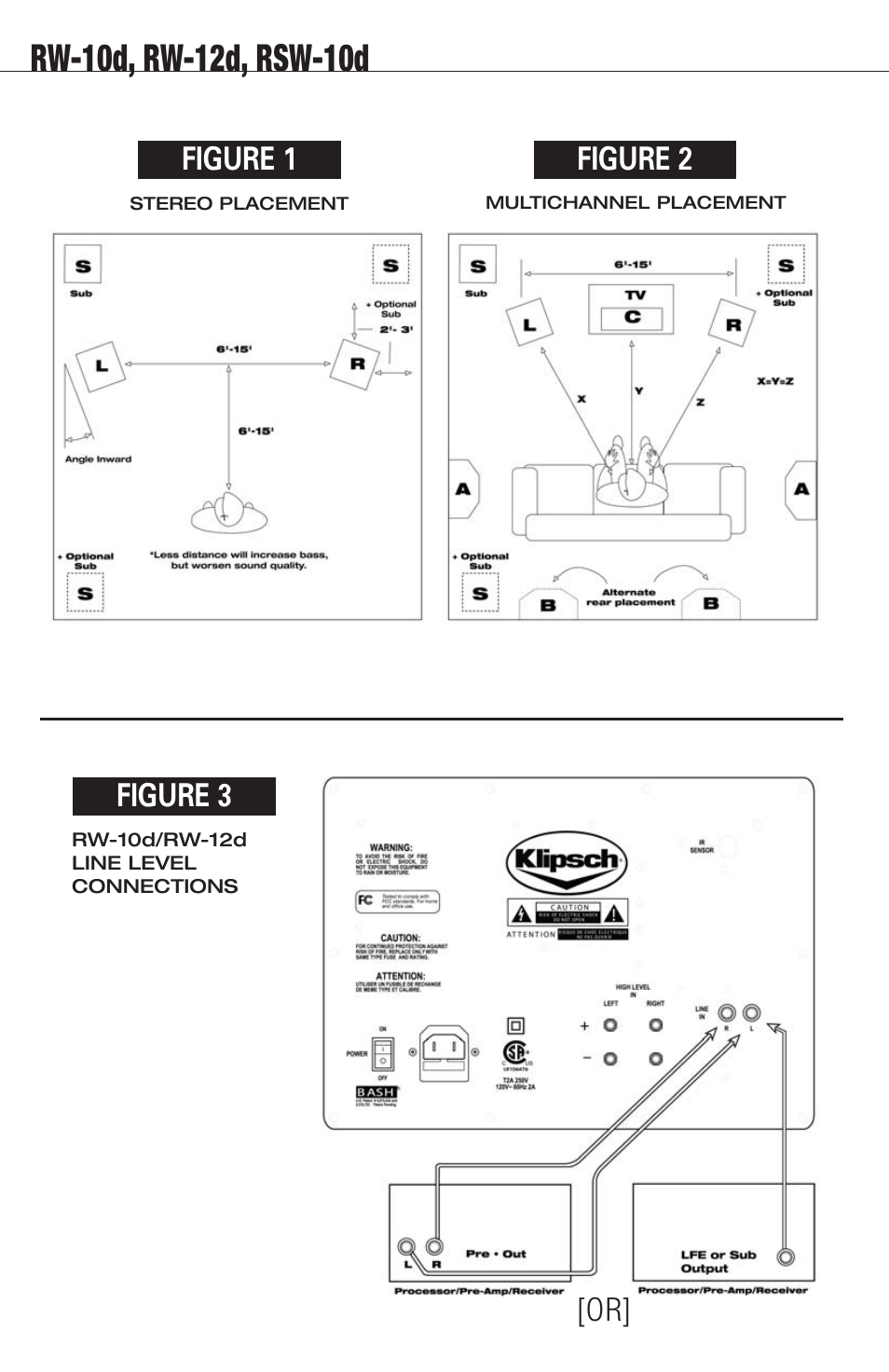 Figure 3 [or, Figure 1 figure 2 | Klipsch 12d User Manual | Page 28 / 30