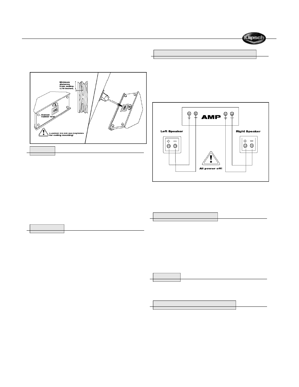 Klipsch REFERENCE SURROUND LOUDSPEAKERS User Manual | Page 11 / 20