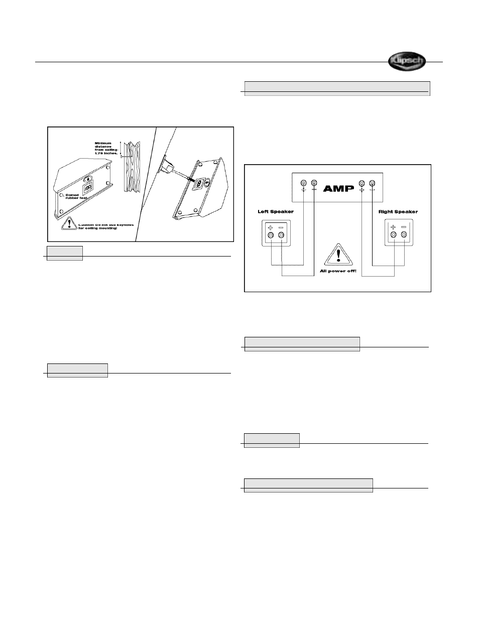 Klipsch REFERENCE SURROUND LOUDSPEAKERS User Manual | Page 15 / 20