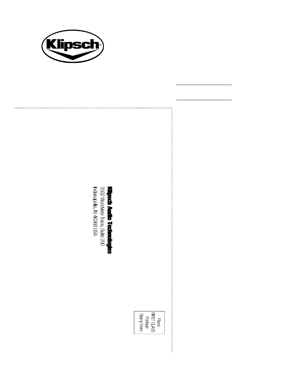 Klipsch REFERENCE SURROUND LOUDSPEAKERS User Manual | Page 20 / 20