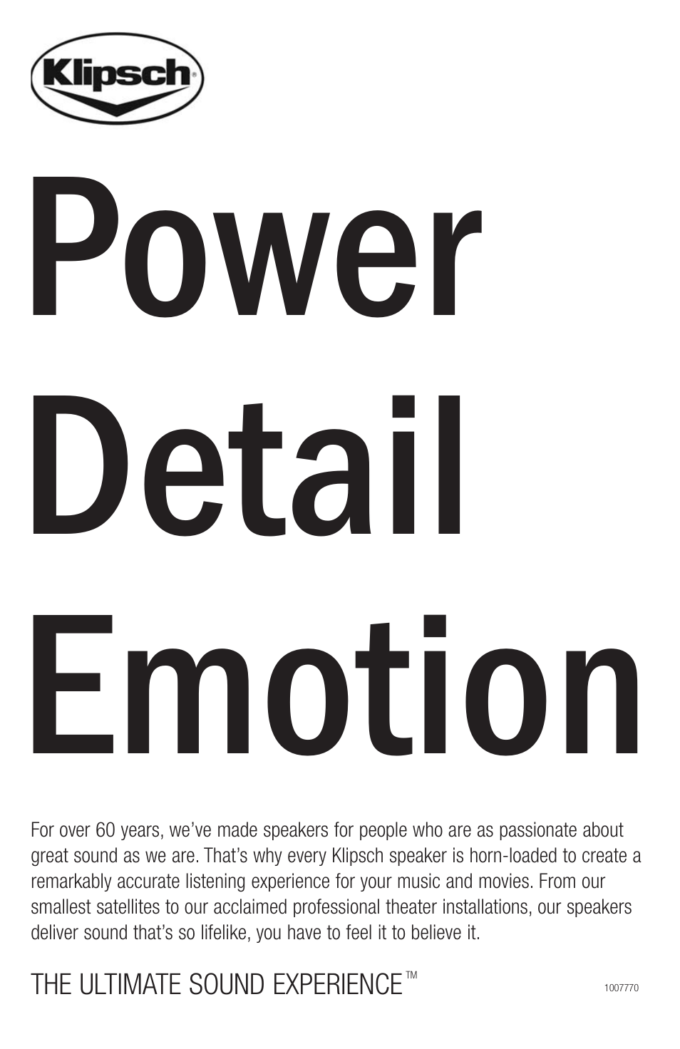 Power detail emotion | Klipsch Synergy Quintet SL User Manual | Page 8 / 8