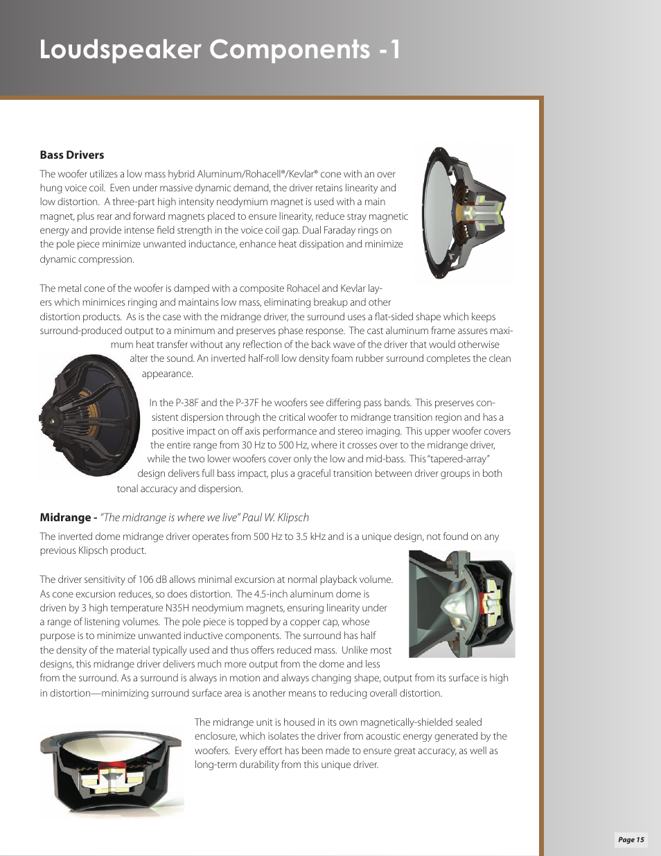 Loudspeaker components -1 | Klipsch Palladium P-27C User Manual | Page 15 / 20