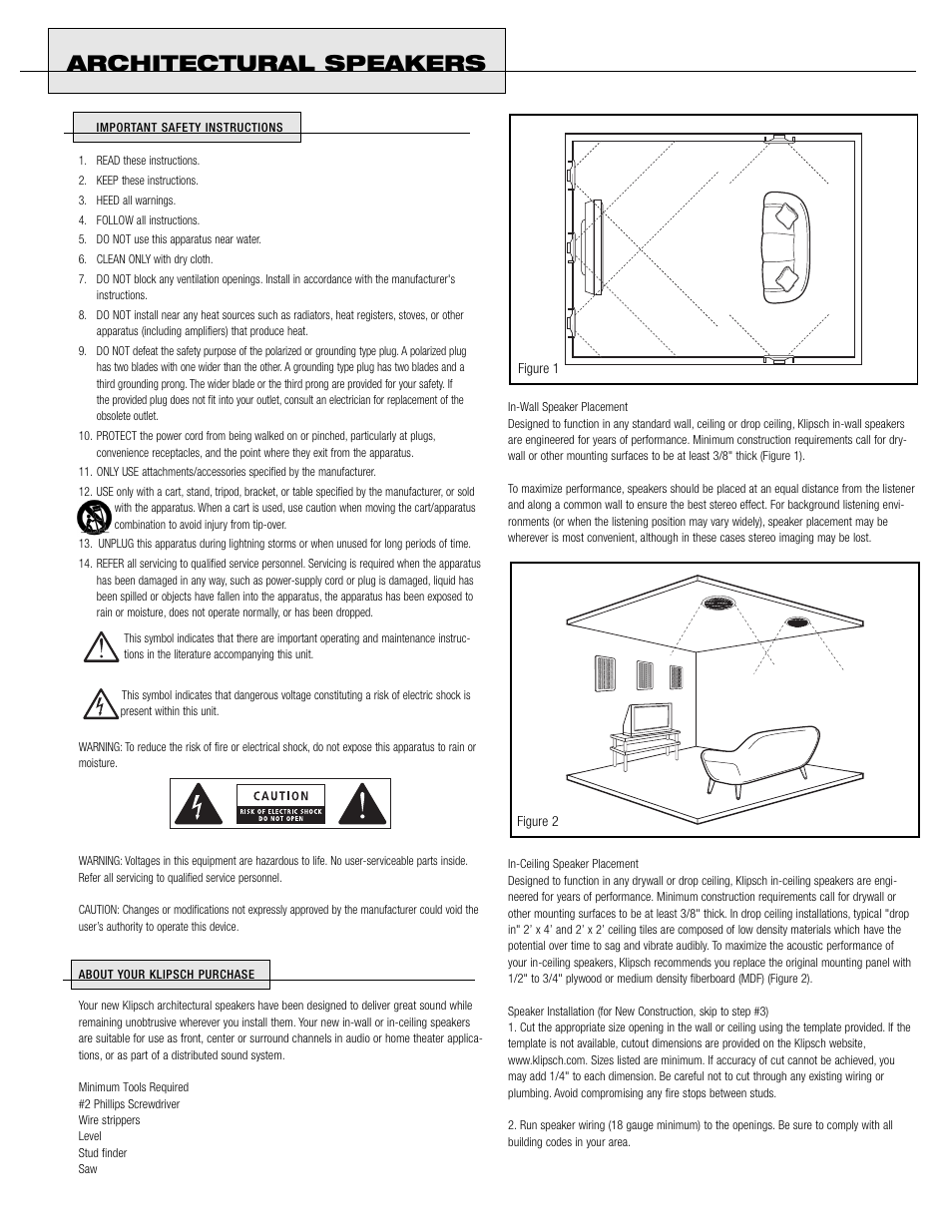 Architectural speakers | Klipsch CS ARCHITECTURAL User Manual | Page 2 / 4
