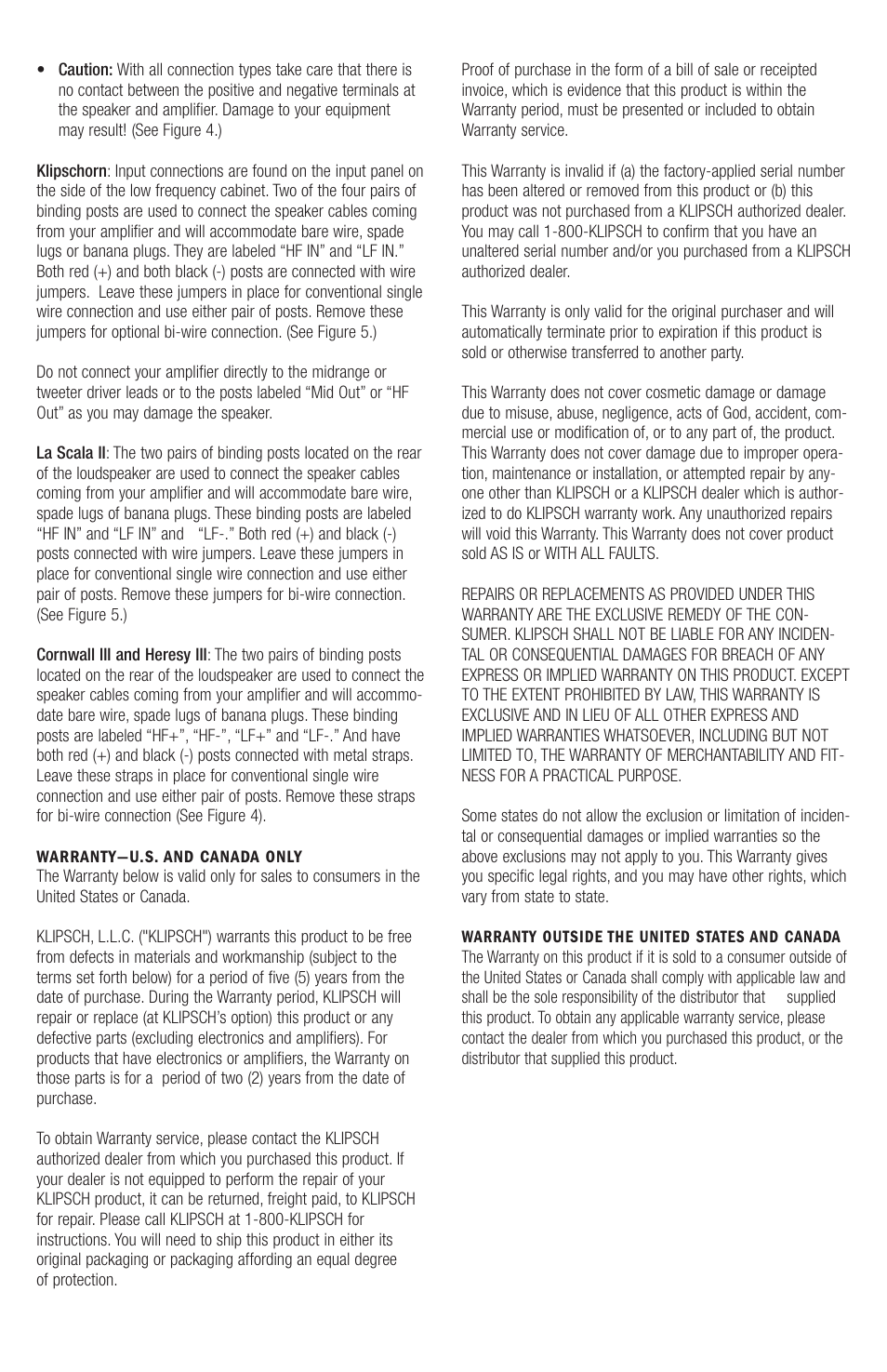 Klipsch Heritage Series Heresy III User Manual | Page 5 / 37
