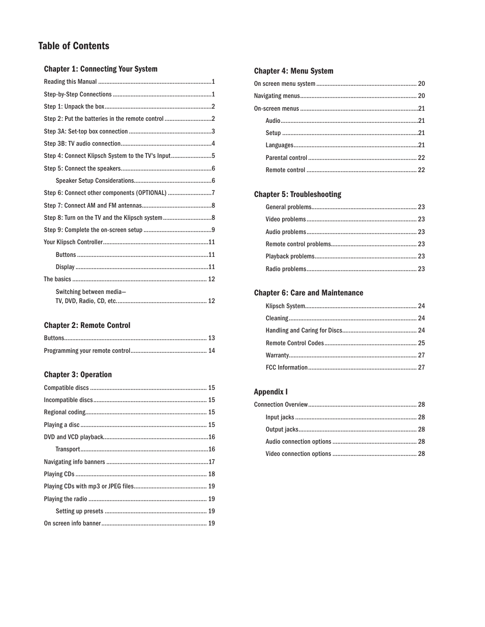 Klipsch DVD Audio/Video System CS-700 User Manual | Page 2 / 32