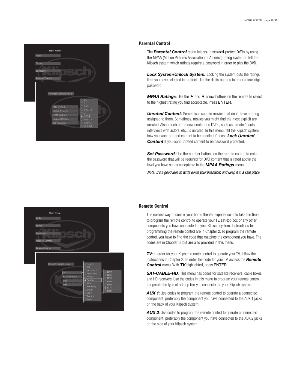 Klipsch DVD Audio/Video System CS-700 User Manual | Page 25 / 32