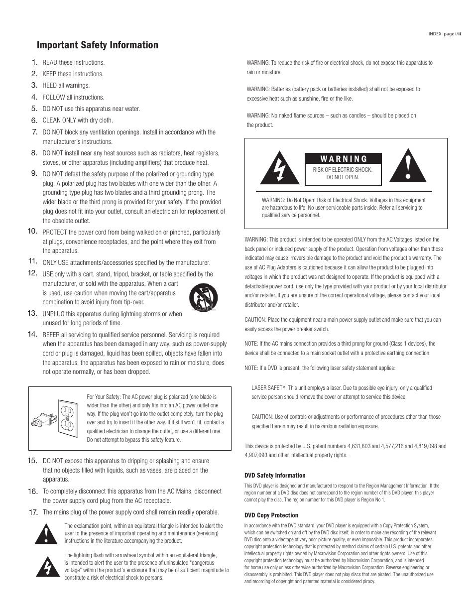 Important safety information | Klipsch DVD Audio/Video System CS-700 User Manual | Page 3 / 32