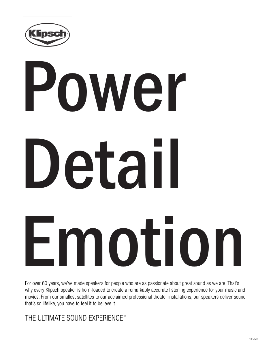 Power detail emotion | Klipsch DVD Audio/Video System CS-700 User Manual | Page 32 / 32