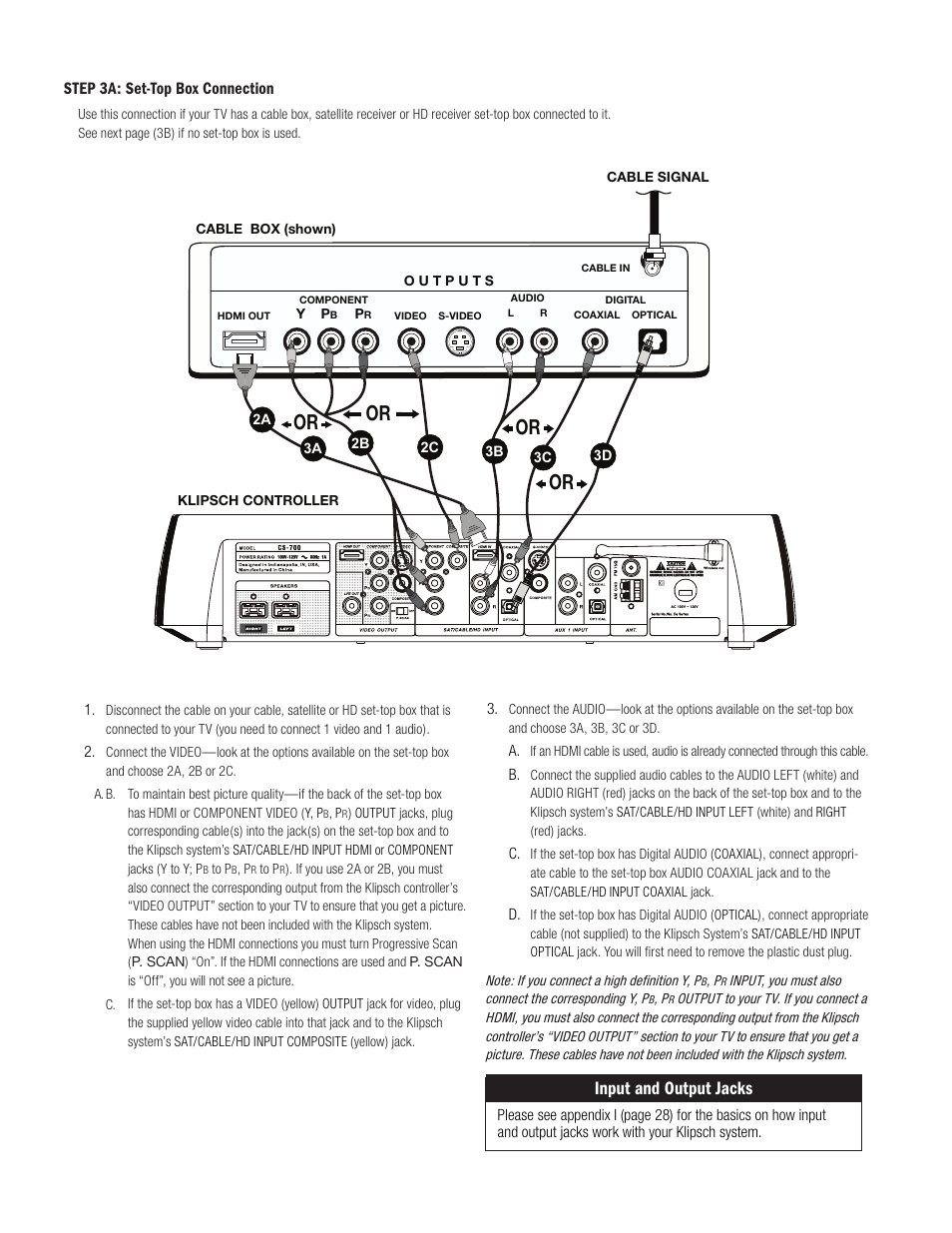 Input and output jacks | Klipsch DVD Audio/Video System CS-700 User Manual | Page 6 / 32