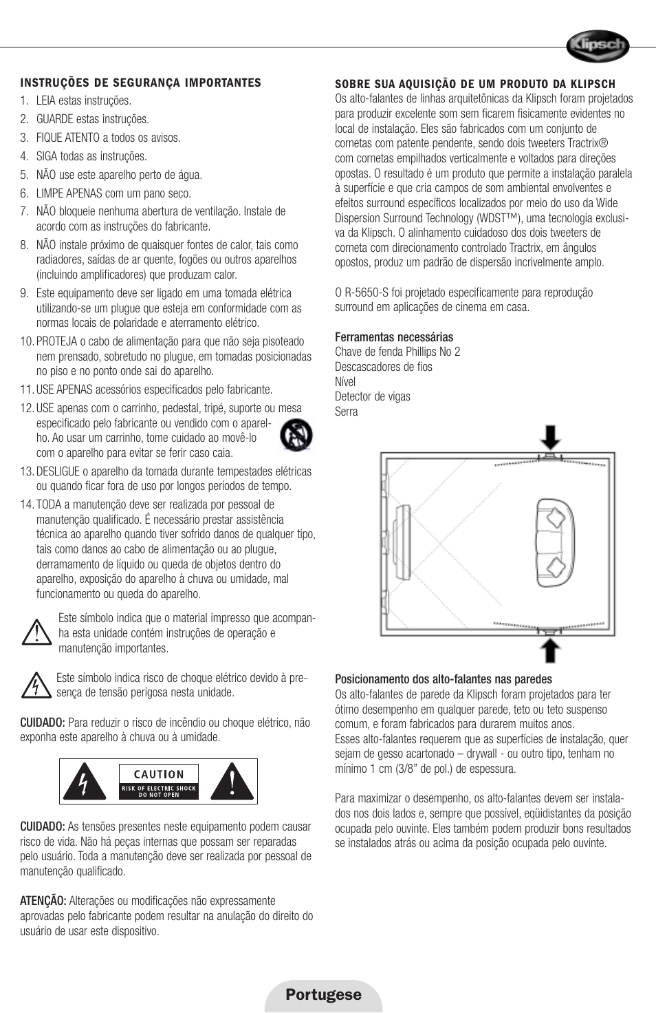 Portugese | Klipsch R-5650-S User Manual | Page 11 / 20