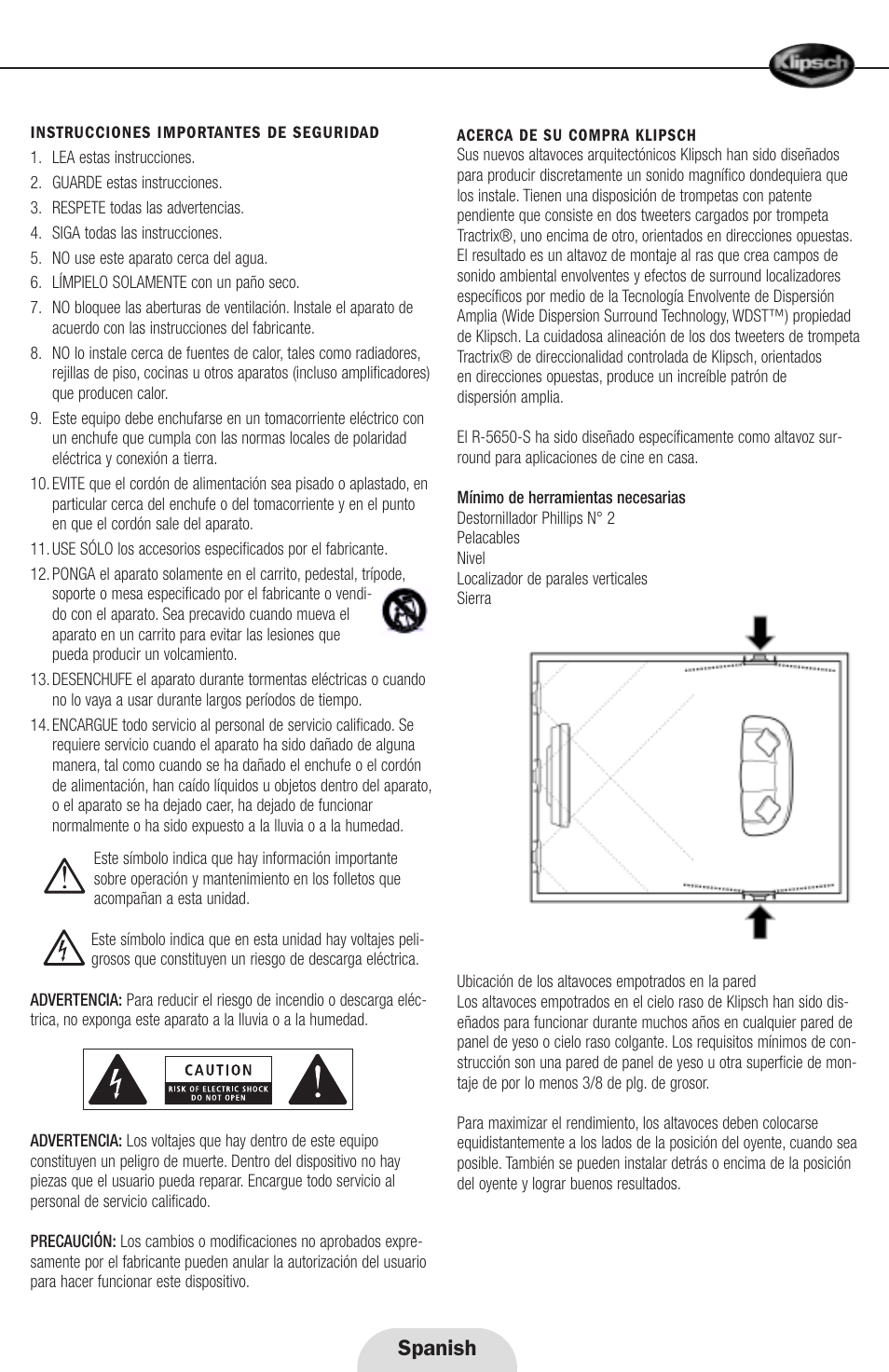 Spanish | Klipsch R-5650-S User Manual | Page 13 / 20
