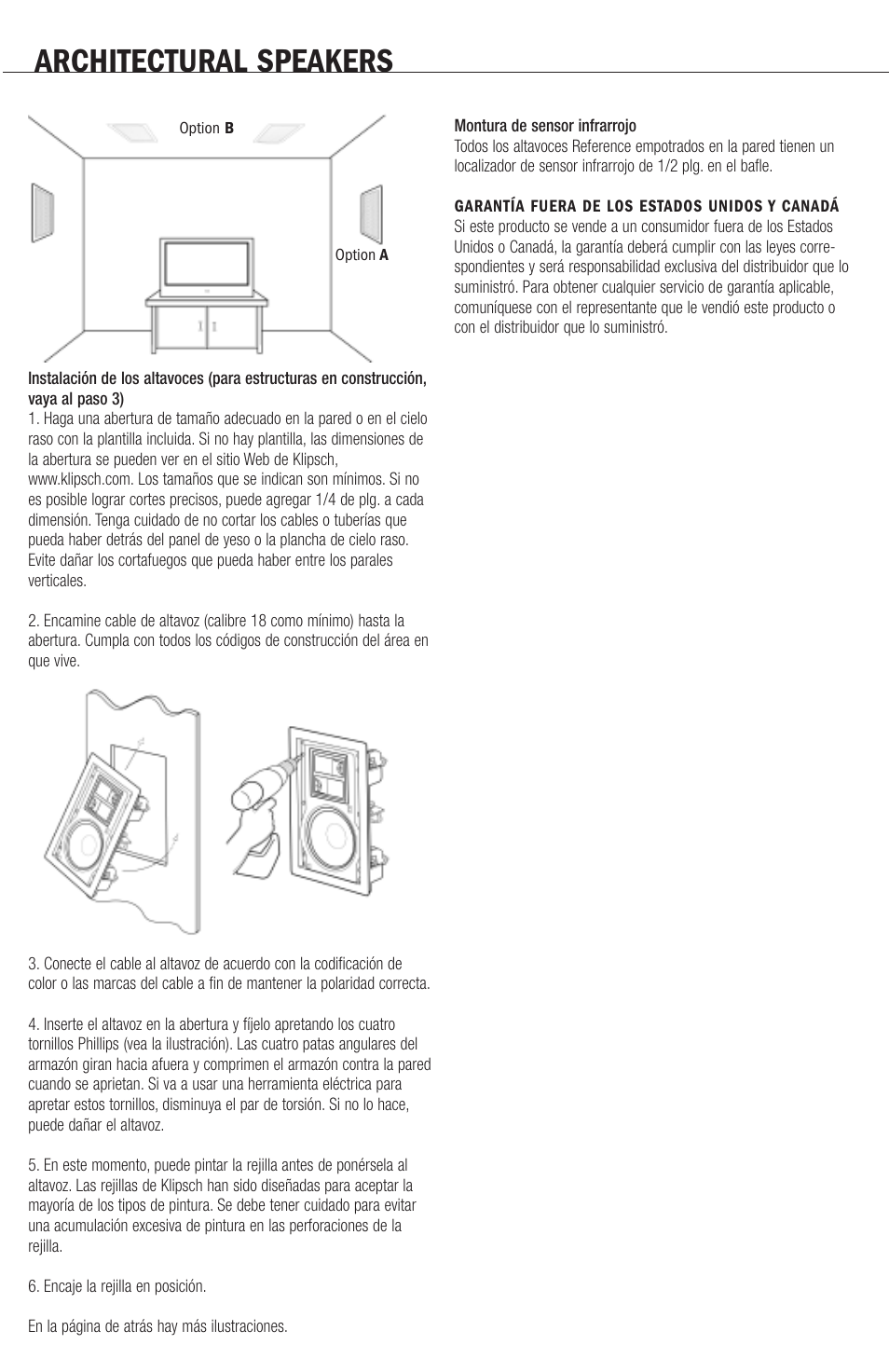 Architectural speakers | Klipsch R-5650-S User Manual | Page 14 / 20