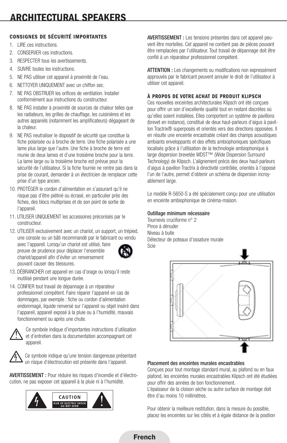 Architectural speakers, French | Klipsch R-5650-S User Manual | Page 4 / 20