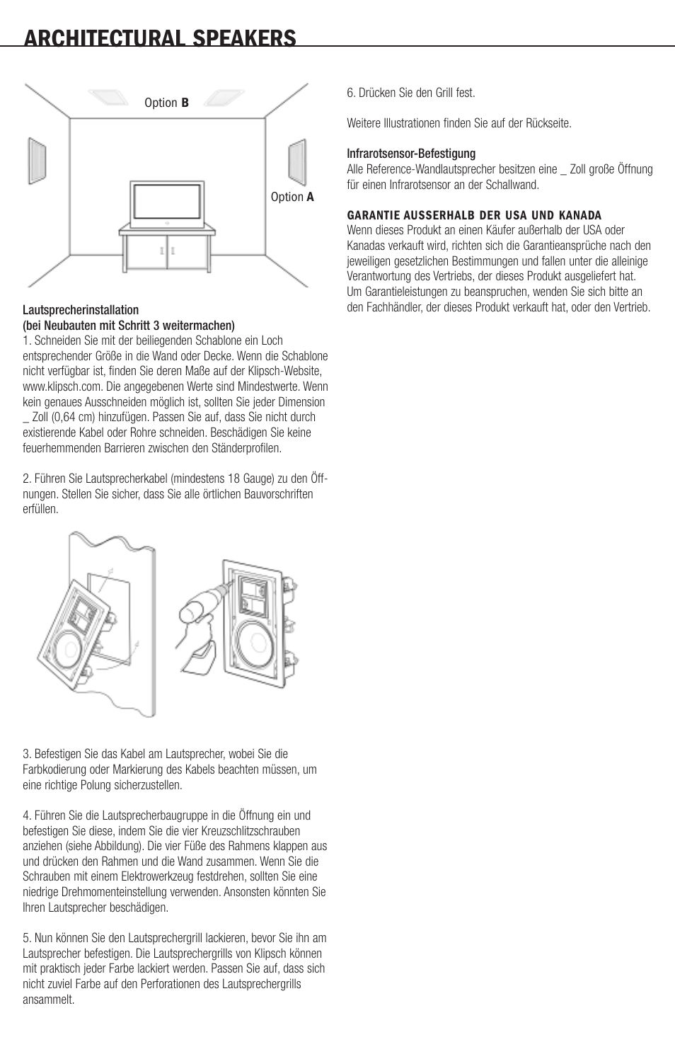 Architectural speakers | Klipsch R-5650-S User Manual | Page 8 / 20