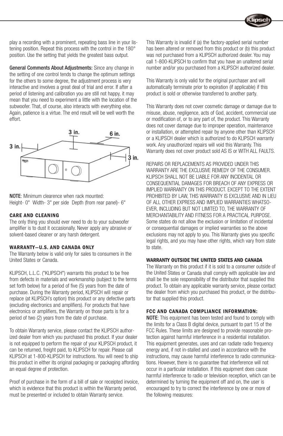 Klipsch RSA-500 User Manual | Page 5 / 16