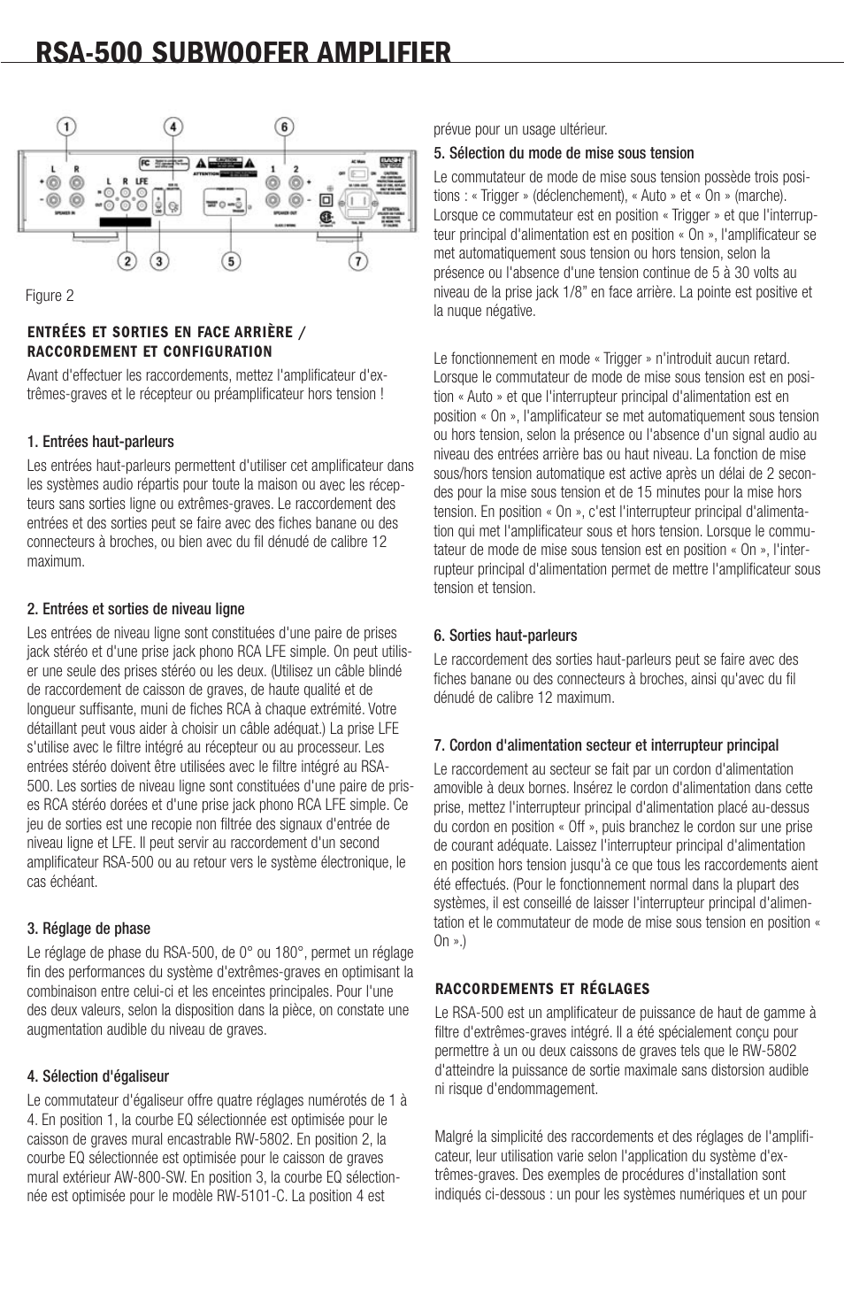 Rsa-500 subwoofer amplifier | Klipsch RSA-500 User Manual | Page 8 / 16