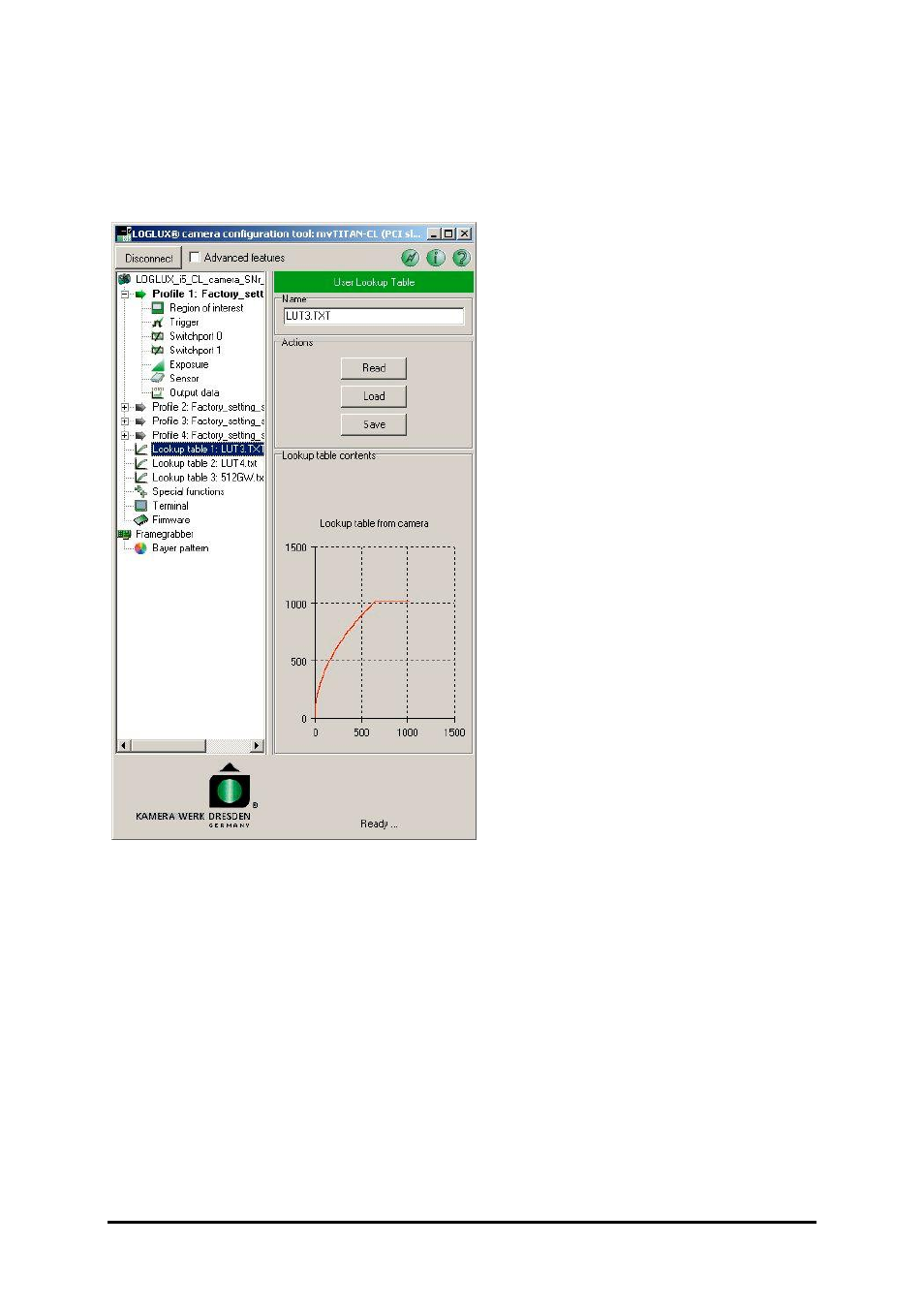 The 'look-up table x' menu | Kamera Werk Dresden CMOS User Manual | Page 24 / 46