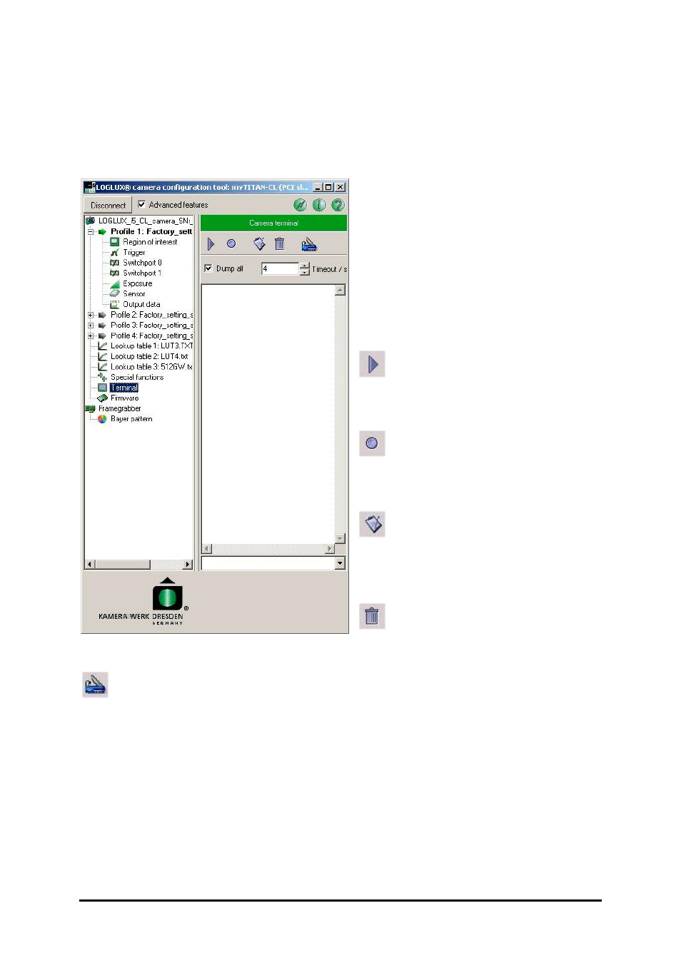 The 'terminal' menu | Kamera Werk Dresden CMOS User Manual | Page 25 / 46