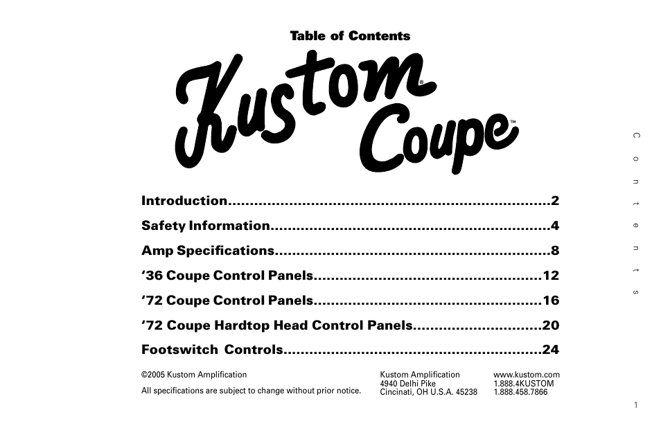 Kustom 36 coupe User Manual | Page 3 / 28