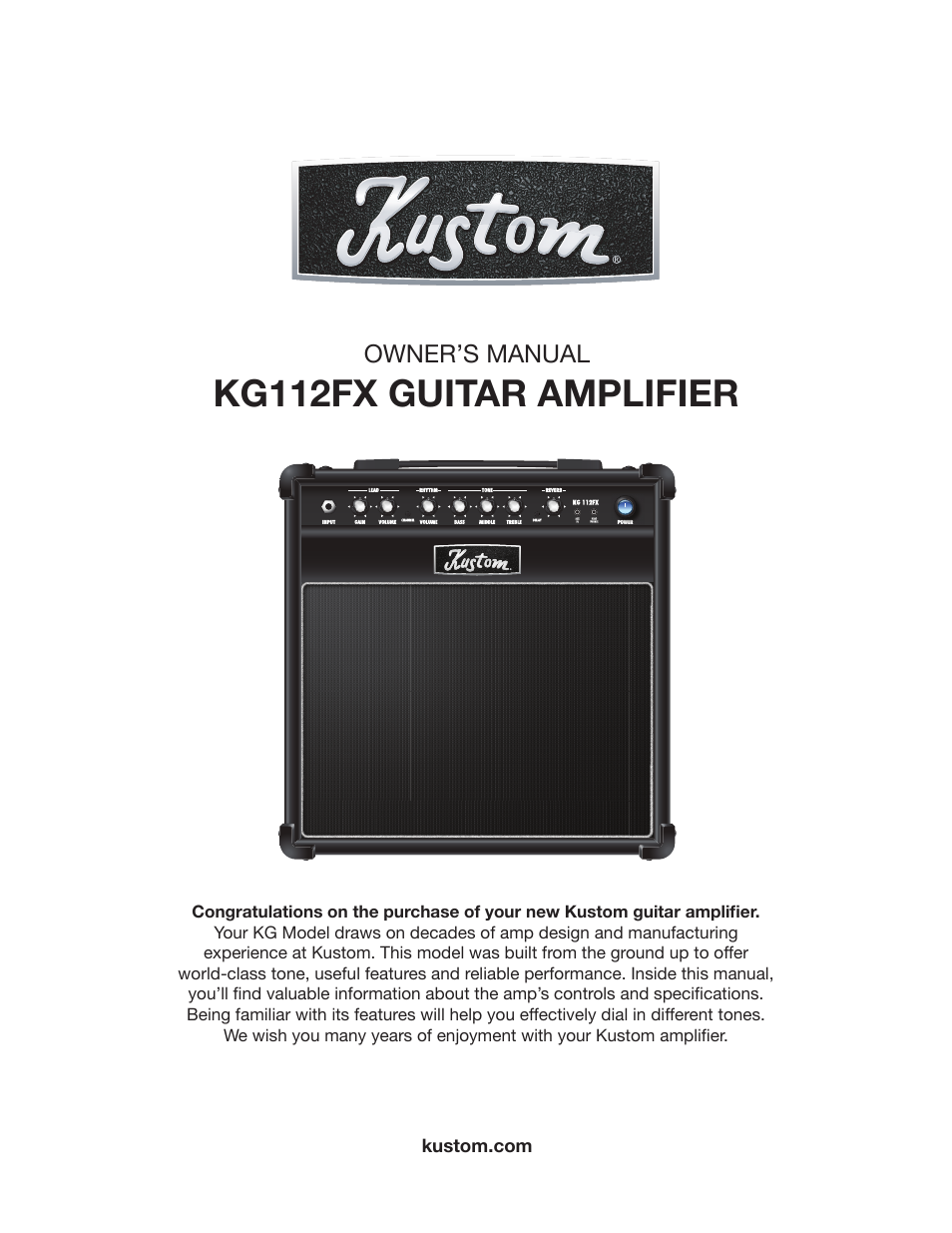 Kustom KG112FX User Manual | 12 pages
