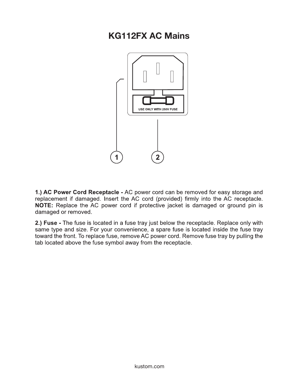 Kg112fx ac mains | Kustom KG112FX User Manual | Page 6 / 12