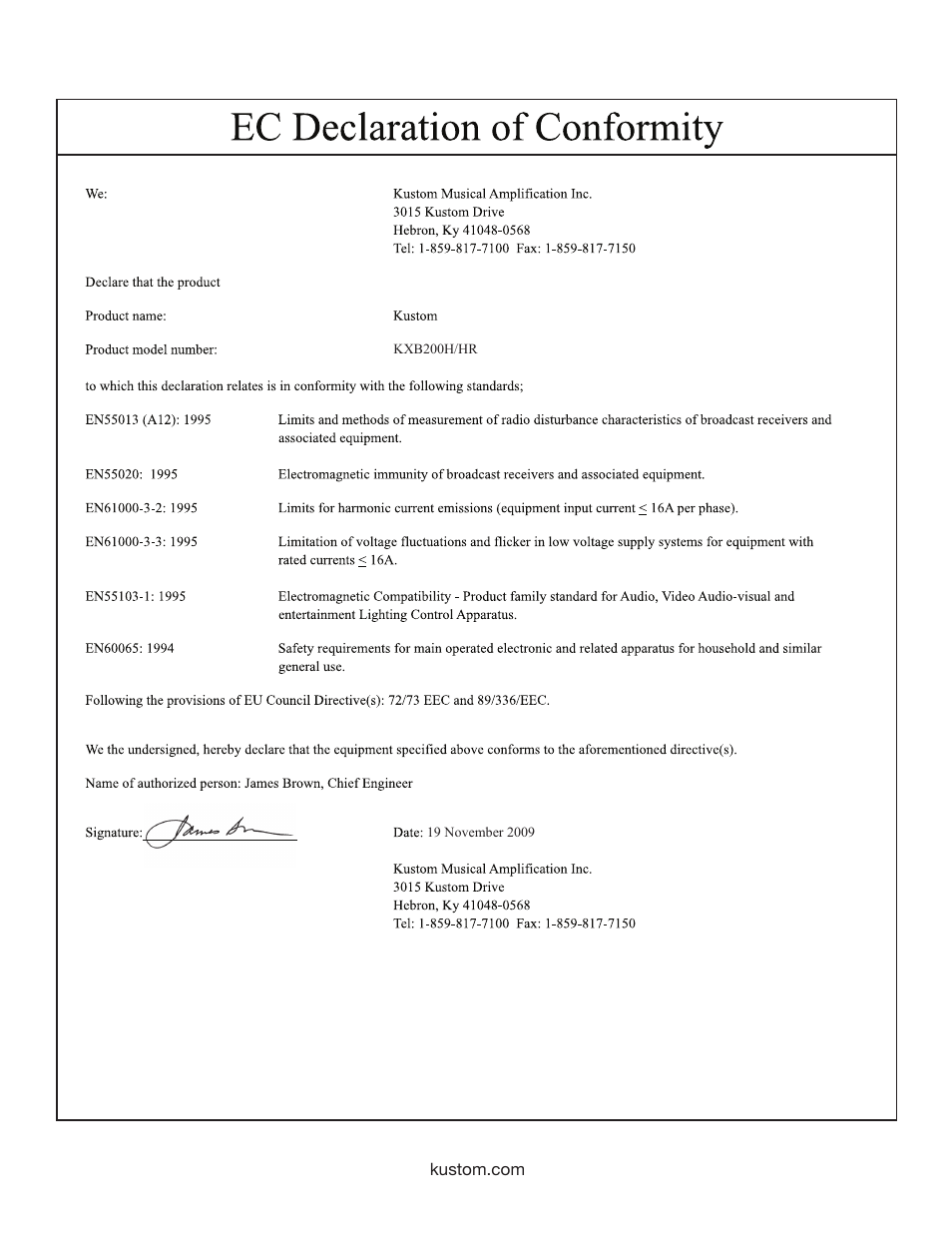 Kustom KXB200H/HR User Manual | Page 11 / 12