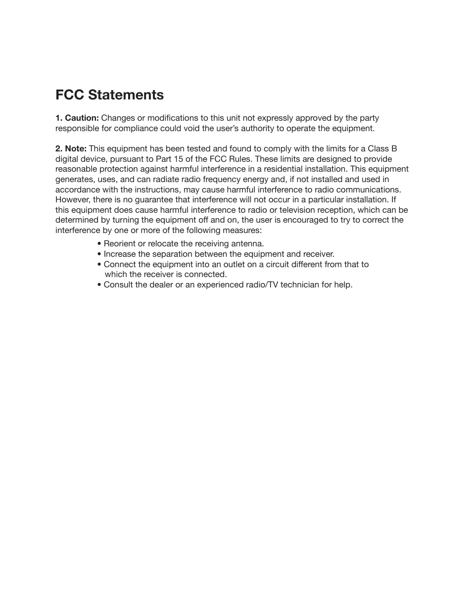 Fcc statements | Kustom KXB200H/HR User Manual | Page 2 / 12