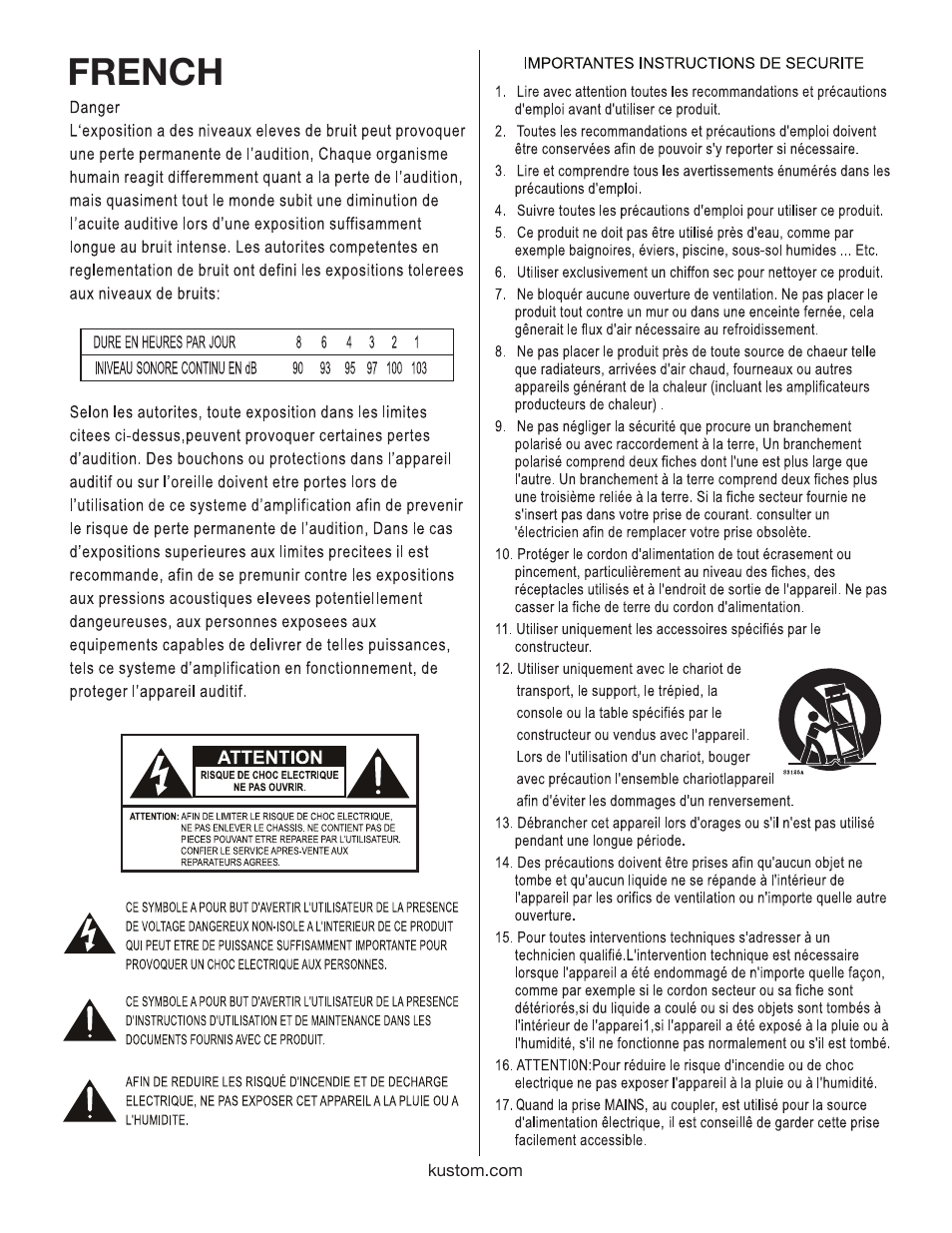 French | Kustom KXB200 User Manual | Page 4 / 12