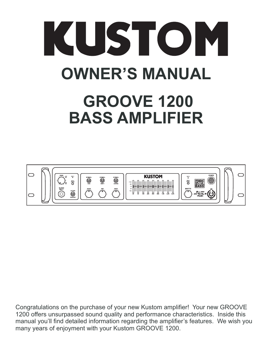 Kustom GROOVE 1200 User Manual | 12 pages