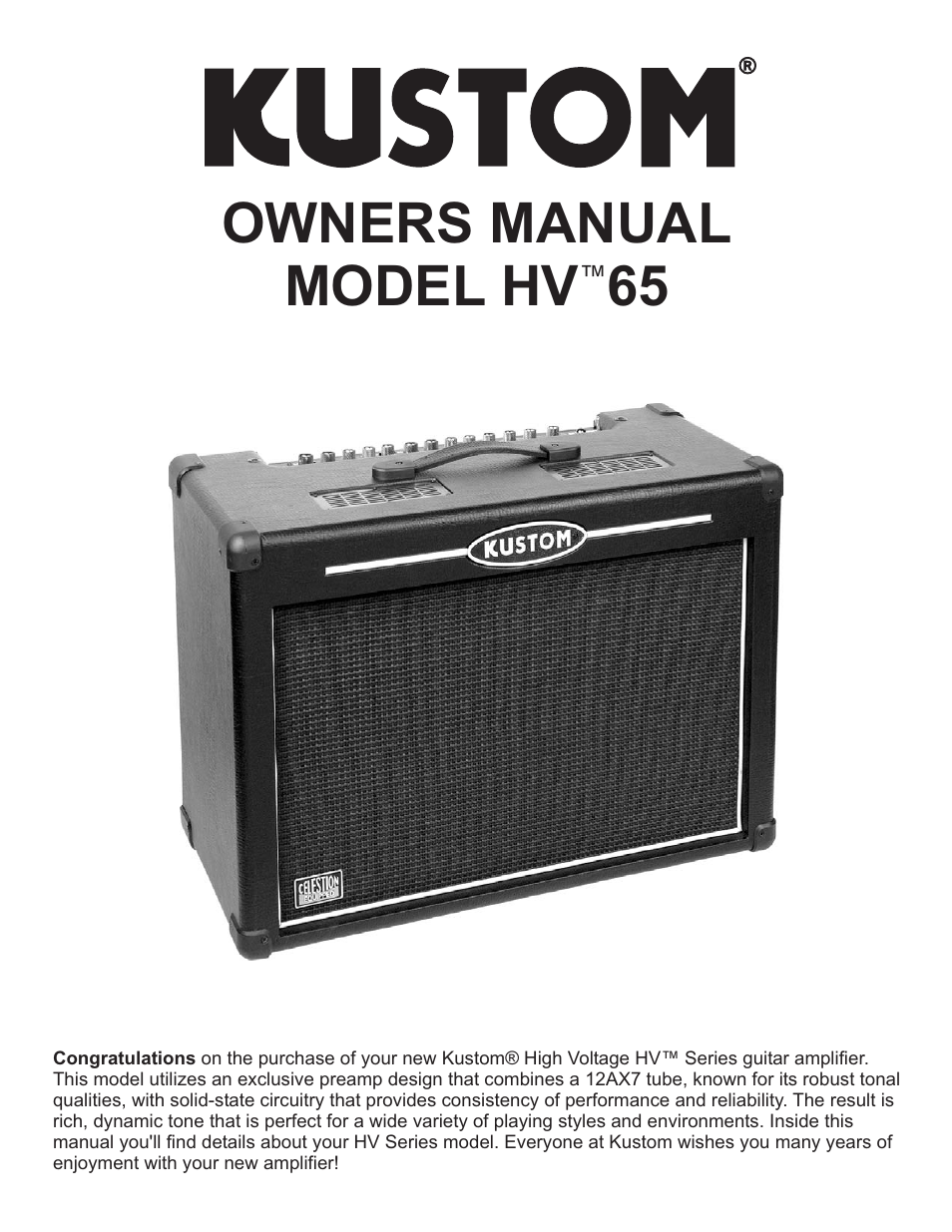 Kustom HV65 User Manual | 12 pages